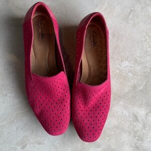 Clarks Fuchsia Perforated Slip-Ons